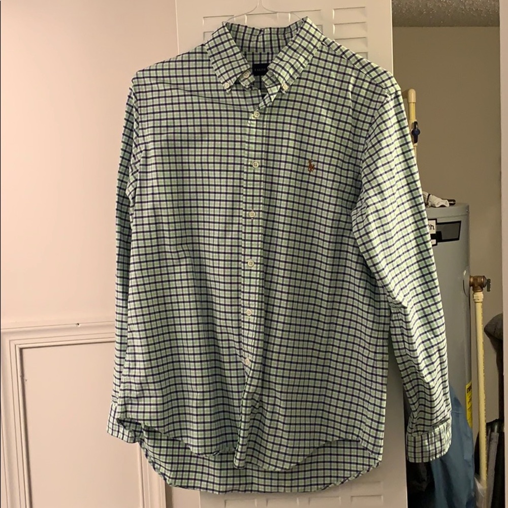 Polo Ralph Lauren Button Down Patterned Green Blue - image 1